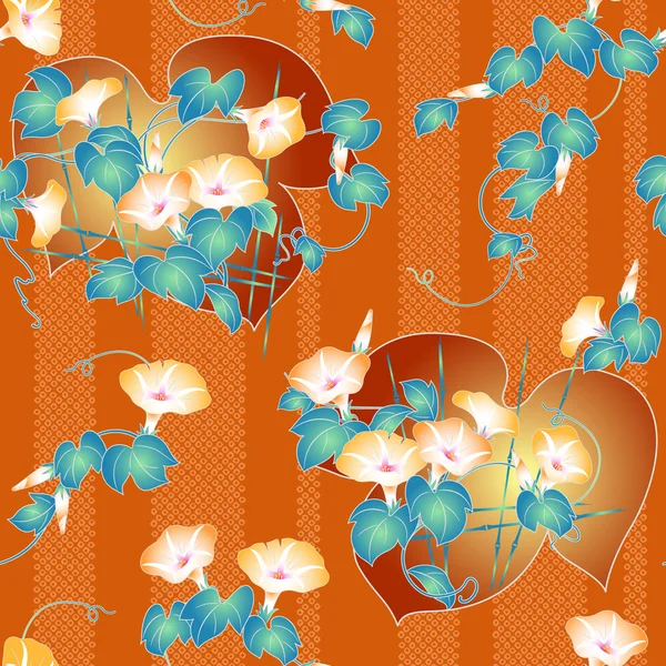 Japanse stijl morning glory patroon — Stockvector