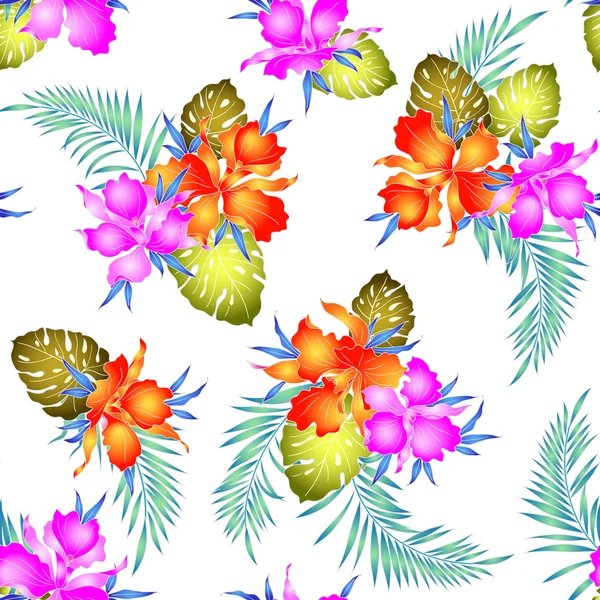 Tropical orchid pattern — Stock Vector