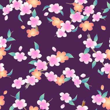 Japon tarzı kiraz çiçeği deseni
