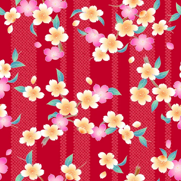 Japansk stil körsbärsblommor mönster — Stock vektor