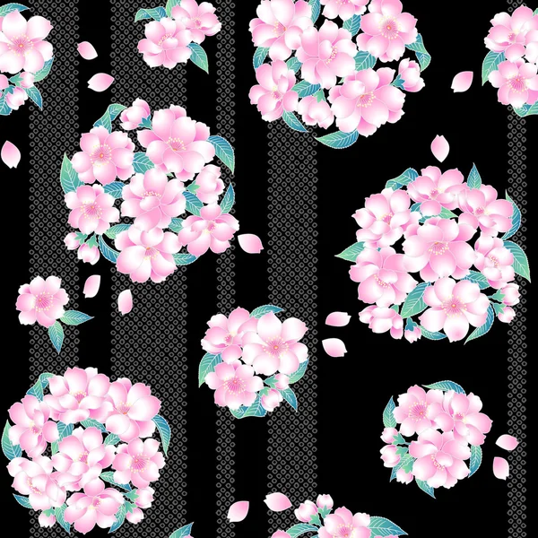 Japanese style cherry pattern — Stock Vector