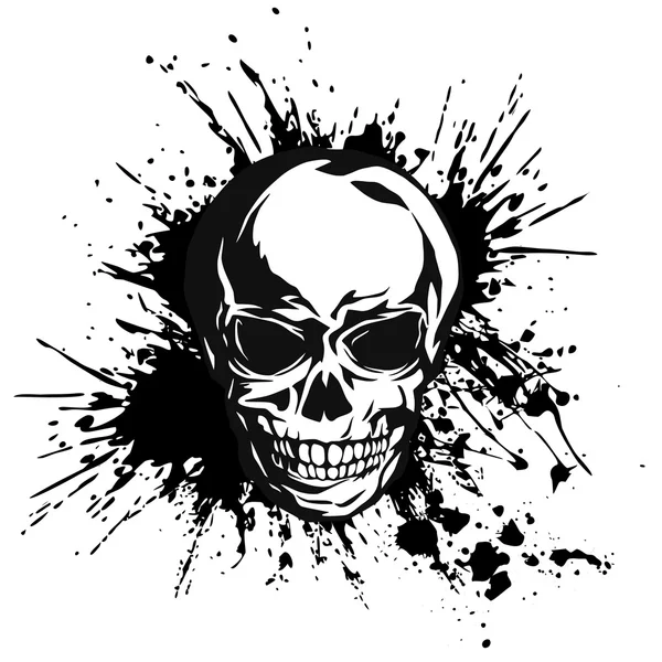 Schedel splatter illustratie, — Stockvector