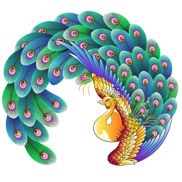 Japanse stijl peacock — Stockvector