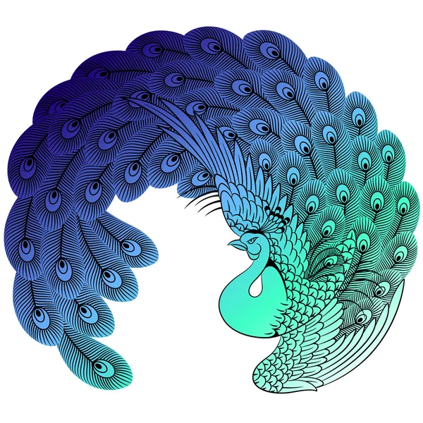 Japanse stijl peacock — Stockvector