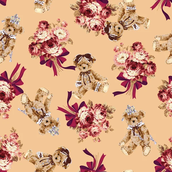 ayı ve gül illüstrasyon model