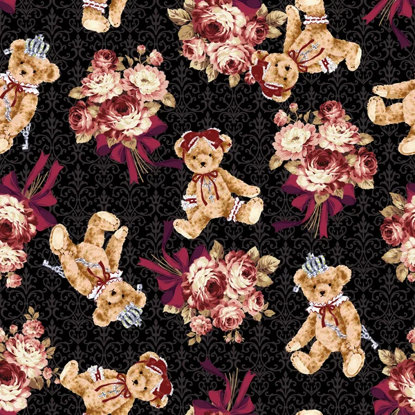 ayı ve gül illüstrasyon model