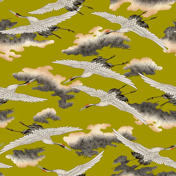 Japanese style crane pattern — Stock Photo, Image