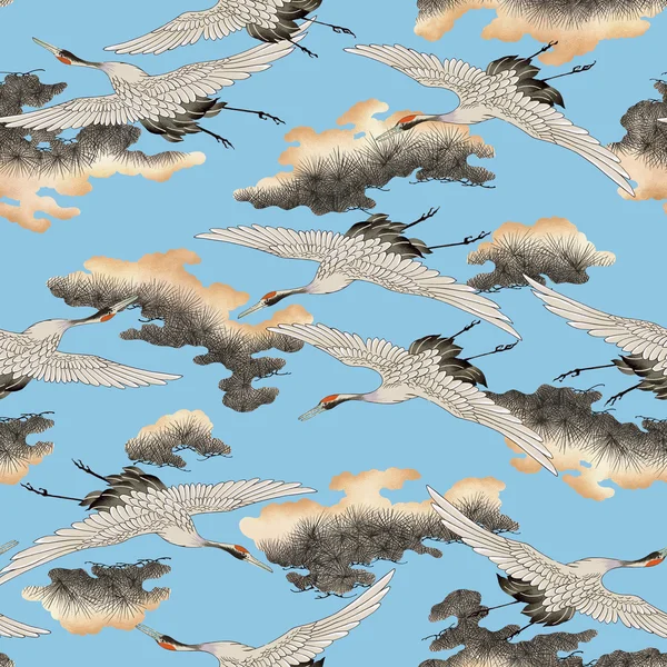 Japanese style crane pattern — Stock Photo, Image