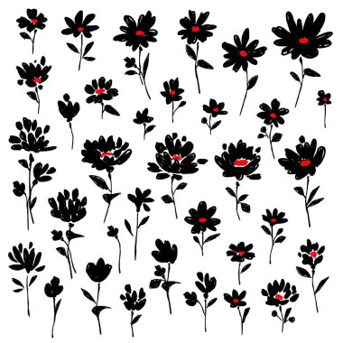 Soyut çiçek illüstrasyon materyali koleksiyonu,