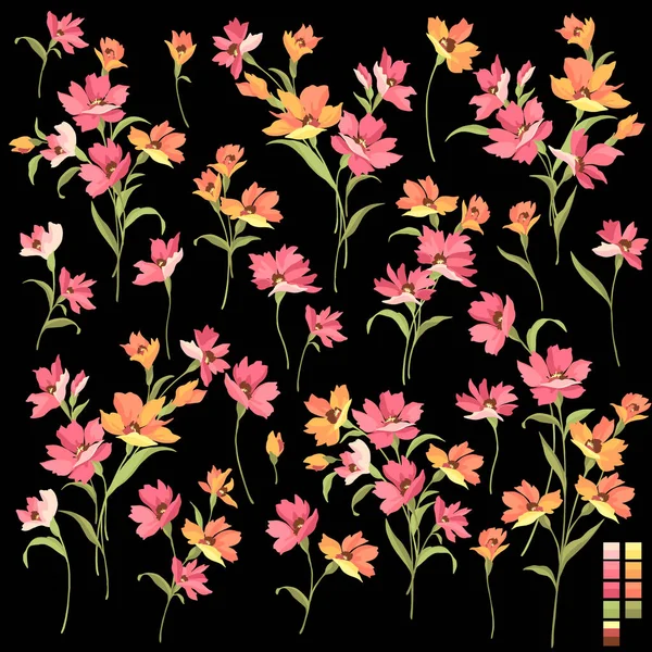 Belle Collection Matériel Illustration Fleur — Image vectorielle