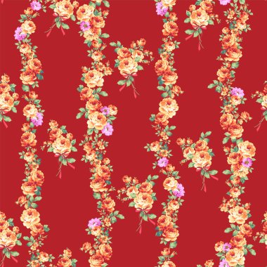 Güzel, dikey çizgili, dikey desenli gül deseni, gülleri kullanarak kesintisiz, pürüzsüz bir desen yaptım.,