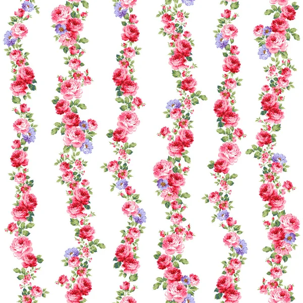 Beautiful Rose Vertical Stripe Seamless Pattern Made Continuous Seamless Pattern — стоковый вектор