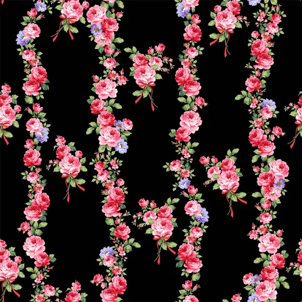 Όμορφο Τριαντάφυλλο Κάθετη Λωρίδα Αδιάλειπτη Μοτίβο Έκανα Μια Συνεχή Αδιάλειπτη — Διανυσματικό Αρχείο