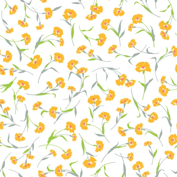 Seamless Beautiful Flower Illustration Pattern Beautiful Flowers Drawn Vector — Stock Vector