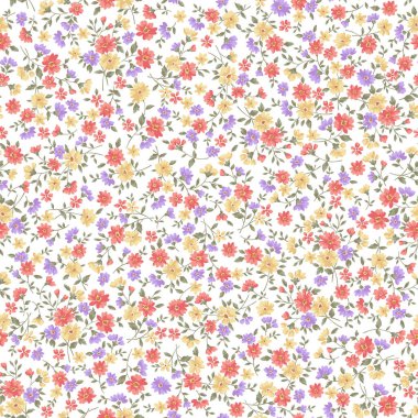 Kusursuz ve özgürce, sevimli çiçek desenli küçük çiçeklerle kusursuz bir desen yaptım.,