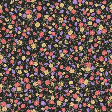 Kusursuz ve özgürce, sevimli çiçek desenli küçük çiçeklerle kusursuz bir desen yaptım.,