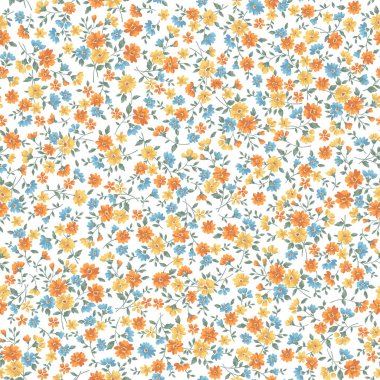 Kusursuz ve özgürce, sevimli çiçek desenli küçük çiçeklerle kusursuz bir desen yaptım.,