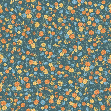 Kusursuz ve özgürce, sevimli çiçek desenli küçük çiçeklerle kusursuz bir desen yaptım.,