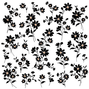 Güzel çiçek illüstrasyon materyali koleksiyonu,