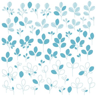 Soyut yaprak illüstrasyon materyal koleksiyonu,