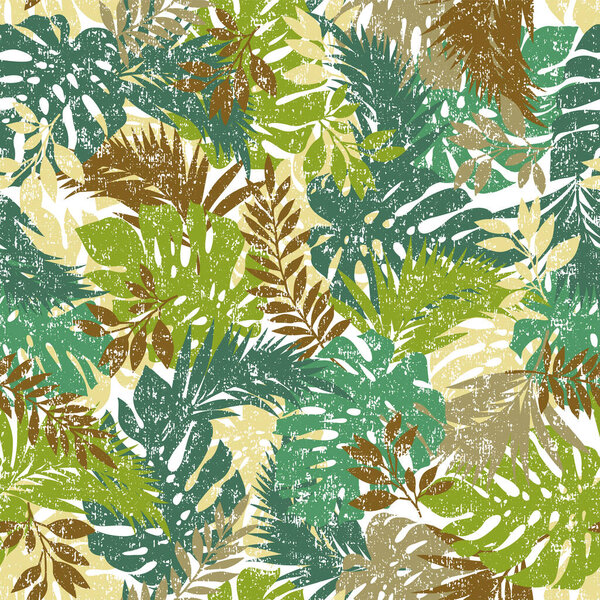 Seamless pattern of beautiful tropical plants,