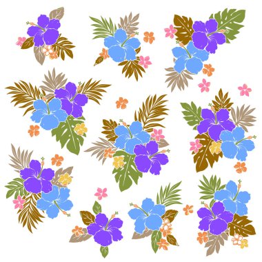 Tropik çiçek vektör illüstrasyon materyali koleksiyonu, ben bir arkaplan illüstrasyonu yaptım, bir vektör materyali.,