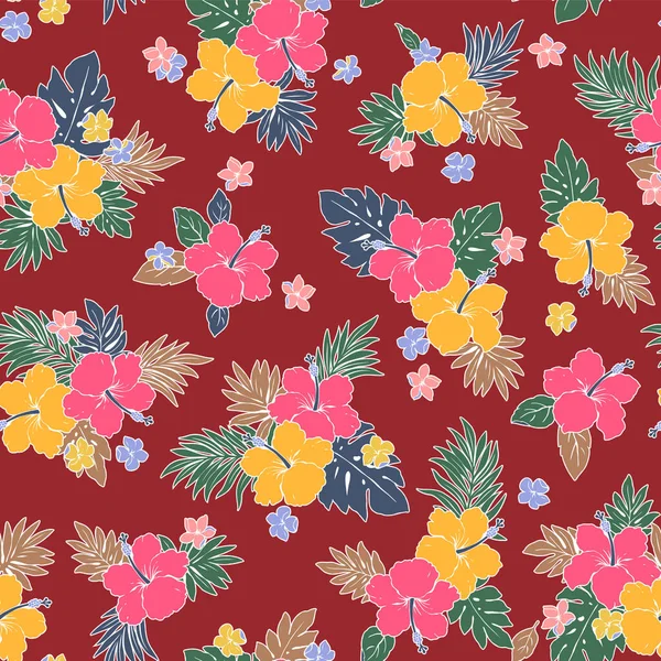 Tropische Blumenvektorillustration Materialsammlung Ich Machte Eine Hintergrundillustration Mit Hibiskus Ist — Stockvektor