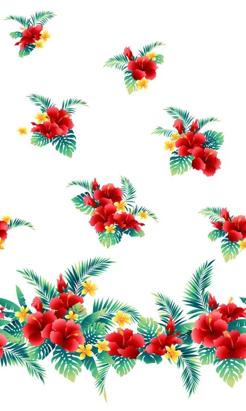 Tropische Blumenvektorillustration Materialsammlung Ich Machte Eine Hintergrundillustration Mit Hibiskus Ist — Stockvektor