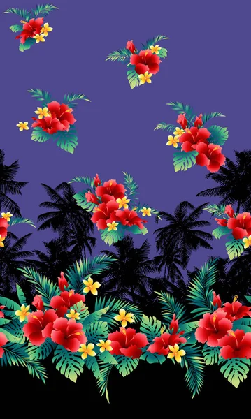 Flor Tropical Vector Ilustración Colección Material Hice Una Ilustración Fondo — Archivo Imágenes Vectoriales