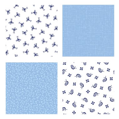 Japon kurbağası ve kokleasının kusursuz deseni, bir kurbağa ve kokleanın soyut çizimi.,