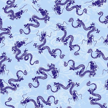 Japon tarzı ve basit ejderha kusursuz desen,