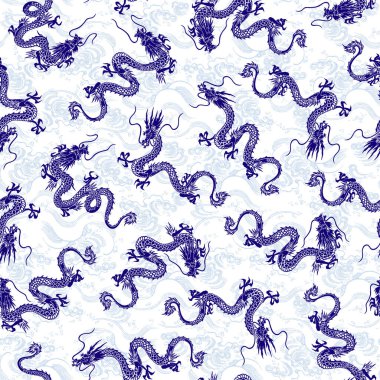 Japon tarzı ve basit ejderha kusursuz desen,