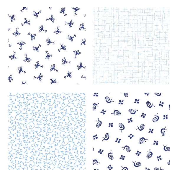 Japon kurbağası ve kokleasının kusursuz deseni, bir kurbağa ve kokleanın soyut çizimi.,