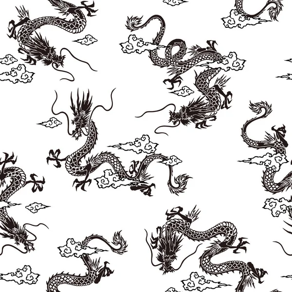 Japon tarzı ve basit ejderha kusursuz desen,