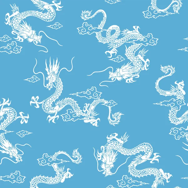 Estilo Japonés Patrón Simple Sin Costuras Dragón — Vector de stock