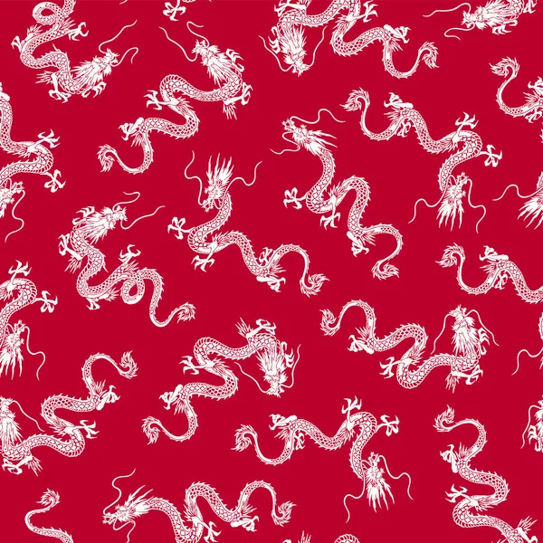 Japanese Style Simple Dragon Seamless Pattern — Stock Vector