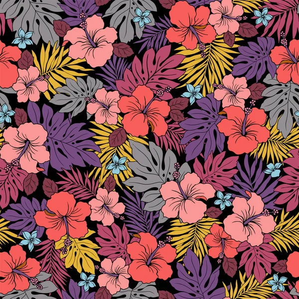 Krásné Tropické Květiny Rostliny Bezešvé Vzor Udělal Jsem Bezproblémový Vzor — Stockový vektor