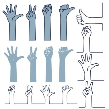 Basit el şekillerinin resim koleksiyonu,