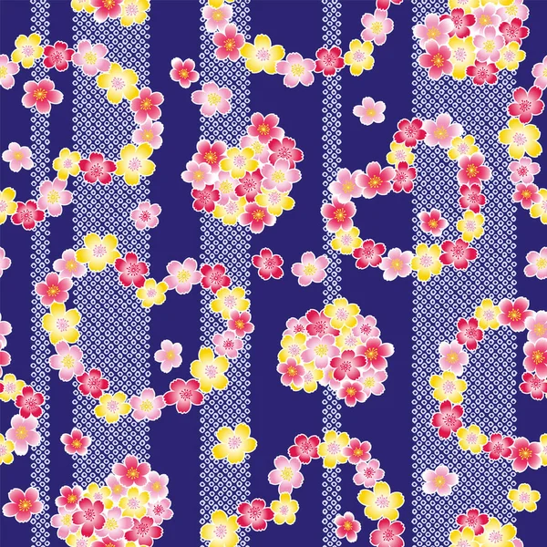 Modèle Sans Couture Bouquet Fleurs Cerisier Japonais — Image vectorielle