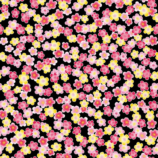 Χαριτωμένο Ιαπωνικό Λουλούδι Χωρίς Ραφή Μοτίβο — Διανυσματικό Αρχείο