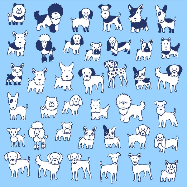 Cachorro Simples Fofo Coleção Material Ilustração — Vetor de Stock