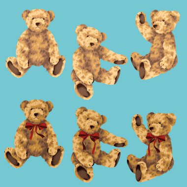 Şirin ayı vektör illüstrasyon koleksiyonu, el yazısıyla vektör malzemeli şirin bir ayı çizdim.,