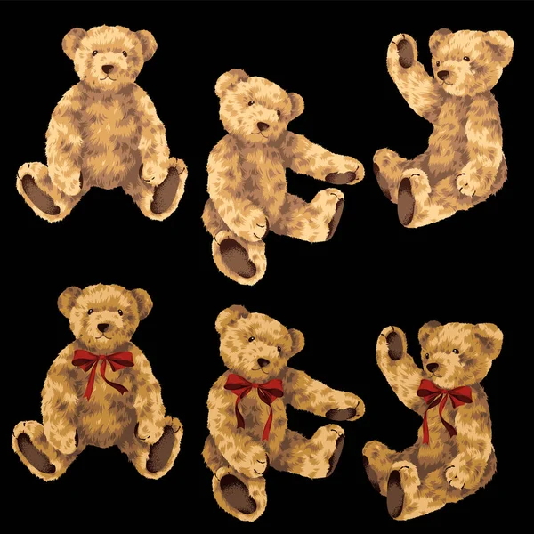 Cute Niedźwiedź Wektor Ilustracja Kolekcja Narysowałem Ładny Niedźwiedź Materiałem Wektor — Wektor stockowy
