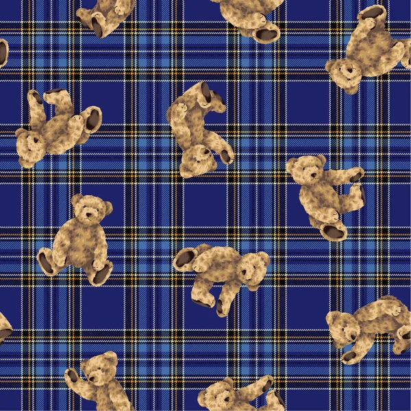 Seamless Pattern Cute Bear Illustration — Stock Vector