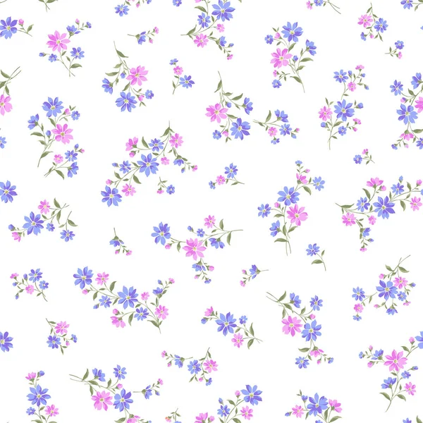 Seamless Beautiful Flower Illustration Pattern Beautiful Flowers Drawn Vector — Stock Vector