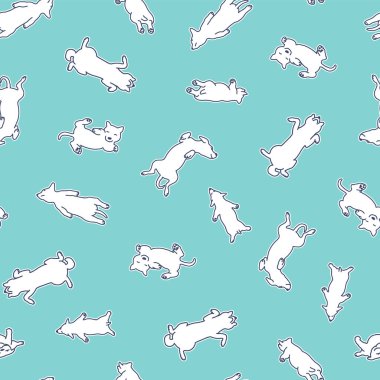 Şirin köpek çizimleriyle kusursuz desen.,