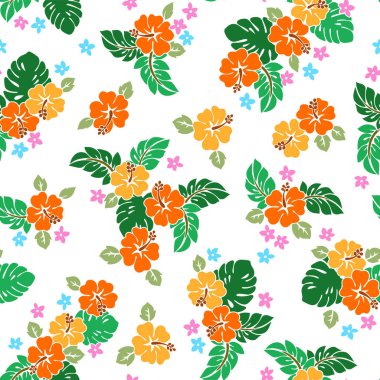 Güzel tropikal çiçek ve bitkisel desenler,