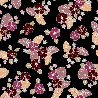 Güzel tropikal çiçek ve bitkisel desenler,