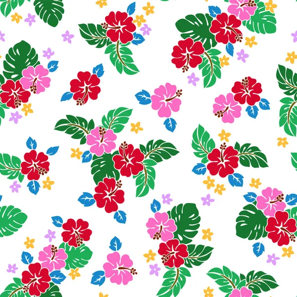 Belle Fleur Tropicale Motif Végétal Sans Couture — Image vectorielle