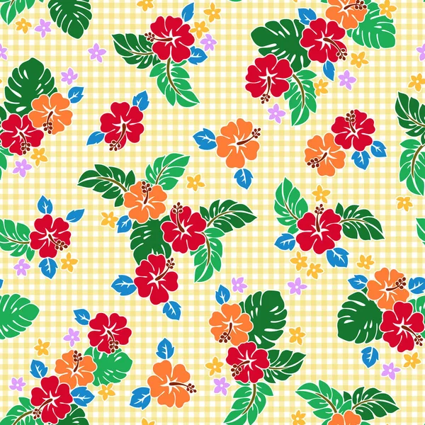 美丽的热带花卉和植物无缝图案 — 图库矢量图片